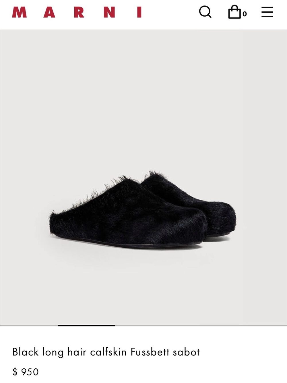Marni Black Long-Hair Calfskin Fussbett Mules